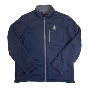 Gerry Fleece Thermal Waffle Knit Navy Blue Full Zip Sweater Lined Men's Size XL